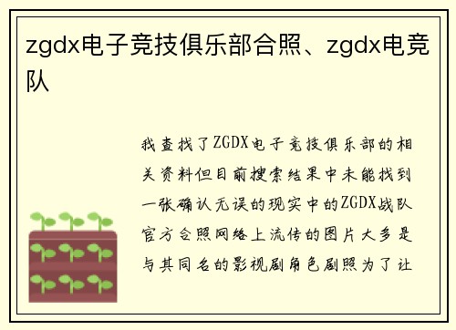 zgdx电子竞技俱乐部合照、zgdx电竞队